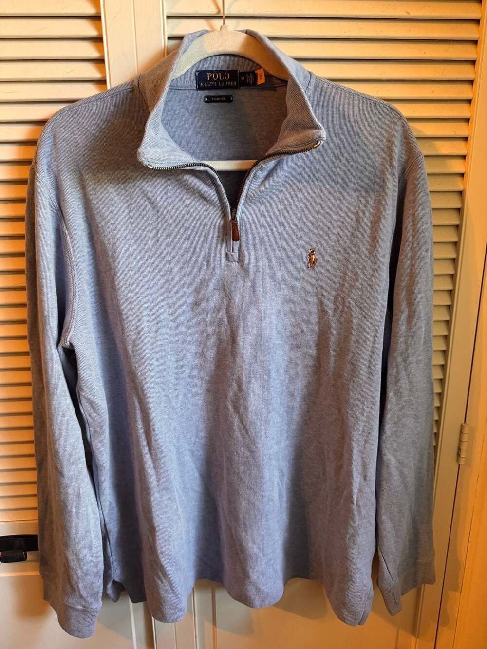 Polo Ralph Lauren Estate-Rib Quarter-Zip Pullover Sweater Blue Size M